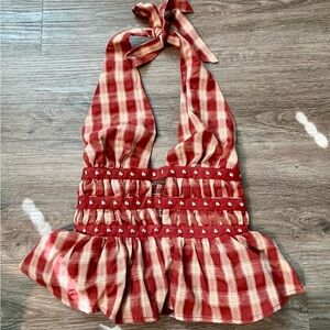 Red Plaid Halter-